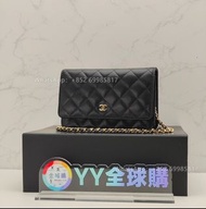 👏現貨實拍 Chanel Classic Wallet On Chain 手袋 黑金 WOC 100% new🎁 🎁荔枝皮 發財包 斜孭袋 手拿袋 斜揹袋 單肩包 Crossbody bag, Sho