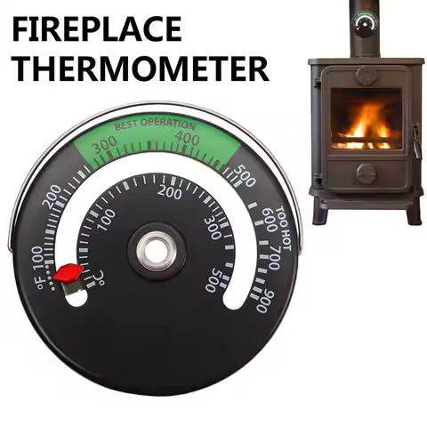 0~500 Celsius Fireplace Fan Thermometer Magnet Stovepipe Thermometer Household Wood Burning Stove Fi