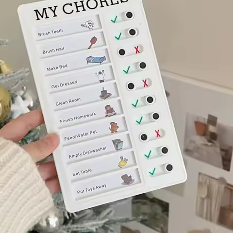 Kids Chores Checklist Memo Board Detachable Plastic My Chores Chart Self-Discipline Checklist Board 