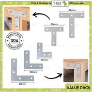T Rex DIY Stainless Steel T L Shape Angle Plate Corner Brace Connector Joint / Besi Sumbung Perabot