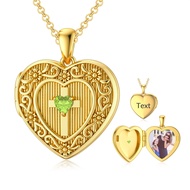 SOULMEET Personalized Gold Birthstone Cross Locket Necklace That Holds 1 Picture Photo Heart Birthst