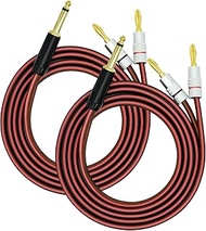 Yuchenfeng 2Pack Gold-Plated 1/4" TS Mono to Banana Plug Speaker Cable - 14AWG OFC Copper Audio Cabl