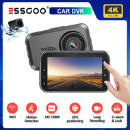 ESSGOO DVR รถ J401-pro เครื่องบันทึกวีดีโอ3.0นิ้ว Full HD 4K ด้านหน้า + 1080P กล้องมองหลังคู่หน้าจอ GPS รองรับกล้องแสดงความเร็วการควบคุมด้วยเสียงภาษาอังก
