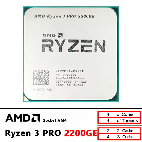 AMD Ryzen 3 PRO 2200GE R3 PRO 2200GE 3.2 GHz Quad-Core Quad-Thread CPU Processor 35W YD220BC6M4MFB S