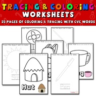 Tracing and Coloring Worksheets with CVC Words