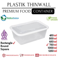 DELKOCHOICE THINWALL RECTANGLE CLEAR FOOD CONTAINER PREMIUM PLASTIC FOOD CONTAINER 750ML