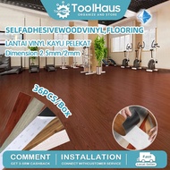 💗Ready Stock💗36pcs Vinyl Flooring Mat Stickers Waterproof Self Adhesive PVC Wooden Vinyl Plank Tiles