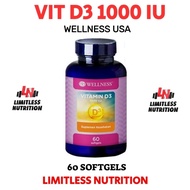 Wellness VIT D3 1000IU - 60 SOFTGEL Immune Supplement