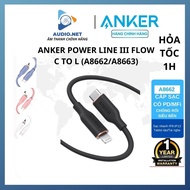 Cáp sạc Anker PowerLine III FLOW C To L mã hiệu A8662 0.9m / A8663 sạc nhanh Type C - Bảo hành 18 th