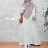 baju gamis warna hitam muslim wanita terbaru putih dewasa kondangan - putih xl
