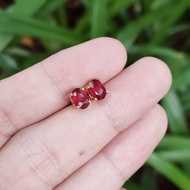 ต่างหูพลอยทับทิม(Natural Ruby) สีแดงเลือดนกสวยมาก เรือนเงินแท้ 92.5%ชุบทอง พลอยแท้บ่อโมซัมบิก สินค้า
