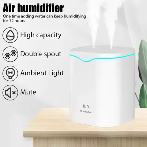 2000ml Air Humidifier Double spray Mist nozzle Cool Mist Large capacity Colorful Night Light usb H2O