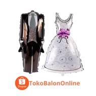 PUTIH HITAM Bfs Foil Balloons in the Shape of Men's Suits and jumbo Women's Dresses size ± 101 x 64 