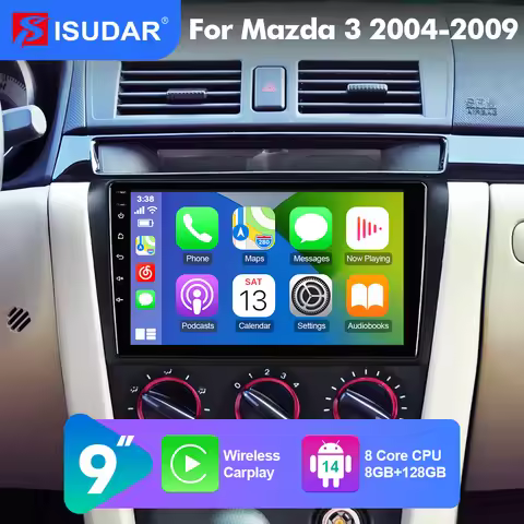 2026 NEW! 9" ISUDAR Android 14 Car Radio For Mazda 3 I BK 2004-2009 Carplay Auto Stereo camera 2 din