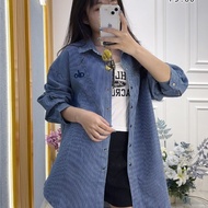 KEMEJA Striped jeans shirt shirt premium quality jeans material oversized shirt alo shirt