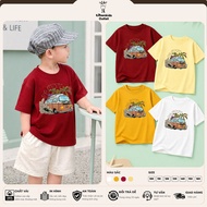 short sleeve Children's T-Shirt with Tihonkids Bus Print, Soft Cotton, Comfortable Loose Form for Ch