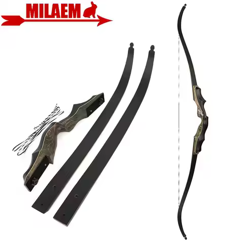 62 Inch Bow Archery Recurve Bow 20-55 lbs Takedown 16" Riser Hunting Bow Target Practice Shooting Ar