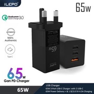 日本熱銷 - ILEPO 65W GaN氮化鎵 USB充電器 3 Port PD 3.0 &amp; QC 3.0 充電火牛 智能快充