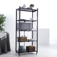 ✾3-4-5 Layer Folding Kitchen Supplies Racks Installation-free Foldable Steel  Shelf With Wheels