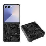 Casing Case Samsung Galaxy Z Flip 7 6 5 4 3 SE Black Cyber Circuit Art