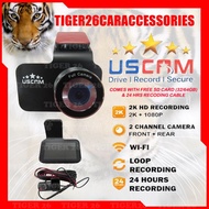 USCAM 2K HD 3" INCH 2 WAY DUAL CHANNEL DVR DASH CAM RECORDER DASHCAM 170° FRONT 2K 1440P+REAR 1080P 