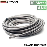 6 AN AN6 (ID:8.73) Braided Stainless Steel RUBBER Fuel Line Oil Hose 30M 3.3FT TK-AN6 HOSE30M