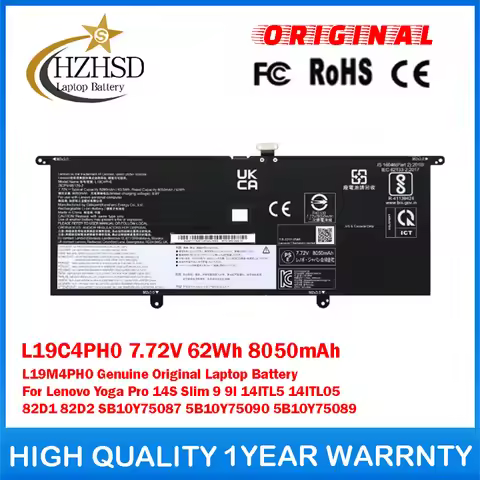 L19C4PH0 7.72V 62Wh 8050mAh L19M4PH0 Genuine Original Laptop Battery For Lenovo Yoga Pro 14S Slim 9 