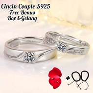 Cincin Couple Perak S925 Ring Pria Wanita Cicin Cople Tunangan Zircon Permata Ring Adjustable Ant