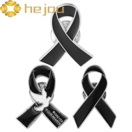 HEJOU Funeral Ribbon Badge Brooch, Breast Cancer Awareness Black Ribbon Pin, Simple Vintage Melanoma