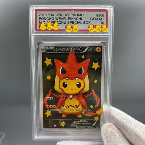 DIY PTCG Rating Card Collection Card 2016 P.M. JPN. XY PROMO PONCHO -WEAR. PIKACHU Copy 10Points Rat