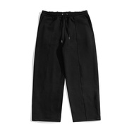 Quinzestuff - Black Baggy Sweatpants | Solid Black Trousers | Cotton Fleece 330 GSM | Unisex Unisex