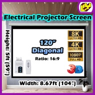 Projector Screen 120" Motorized Screen Projector Electrical 16:9 Projection with Remote Control Proj
