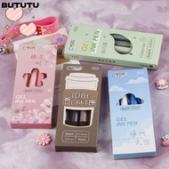 BUTUTU 4PCS Gel Pen Office School Supplies Black Color Ink 0.5mm Cute Neutral Pen