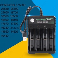 【Ready Stock】Charger 4.2v 18650 Battery Lithium Ion Charger Usb Charger Portable Electronic 18650 18500 16340 14500 26650 Battery Charger