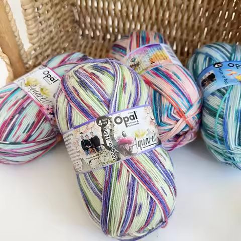 100g Opal Aquarell 4ply Sock Yarn, 75% Wool 25% Polyamide Space Dyed Colourful Yarn, Fluffy Breathab