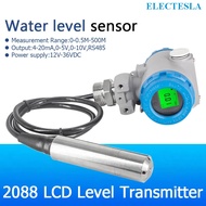 2088LCD Liquid Level Transmitter Water Level Sensor Detector 4‐20mA 0-5V 10V RS485 Output Water Pool