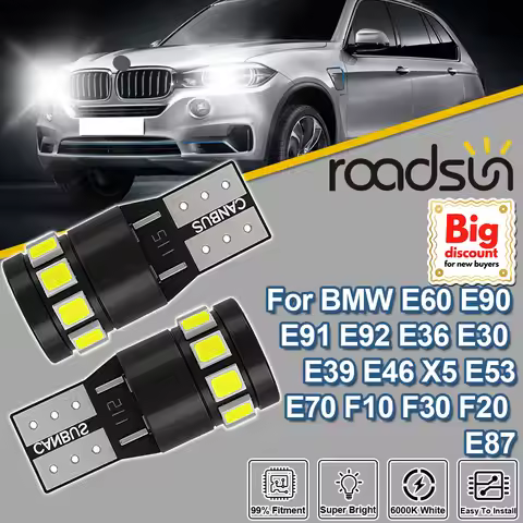Roadsun 2PCS For BMW E60 E90 E91 E92 E36 E30 E39 E46 X5 E53 E70 F10 F30 F20 E87 Ultra LED Clearance 