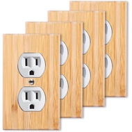 4PC Solid Wood Double hole Outlet Light Switch Plate 4.5" X 2.76" Bamboo Light Switch Cover Quality 