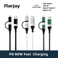 Marjay PD60W 4-in-1 Data transmission Cable New 60W Multi-function charging cable type-c fast chargi