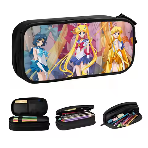 Cute Sailor Moon Mercury Venus Pencil Cases for Girls Boys Jupiter Mars Large Capacity Pen Box Bag S