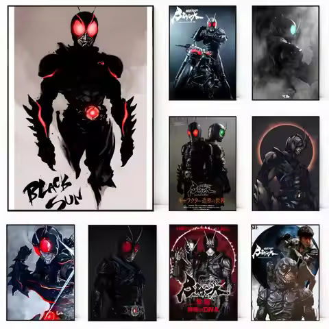 K-Kamen Rider-MT Black Sun Cool Poster Self-adhesive Art Waterproof Paper Sticker Coffee House Bar R