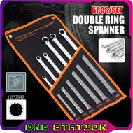 6PCS SET EXTRA LONG STRAIGHT DOUBLE RING SPANNER 8-21MM Point Double Ring Box End Spanner Aviation W