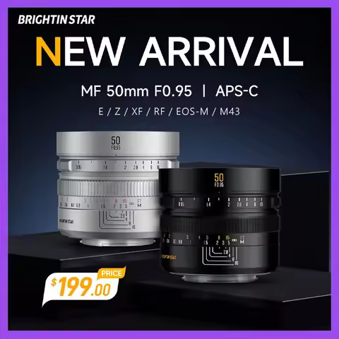 Brightin Star 50mm F0.95 APS-C Mirrorless Digital Camera Lens Portrait for Sony E Fujifilm XF for Ca