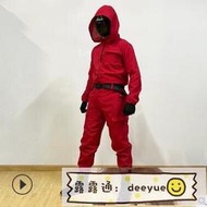 【熱賣】魷魚遊戲cos服萬聖節新款紅色連體衣squid game服裝演出裝扮服