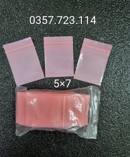 gói 100 cái túi zip màu hồng kt 5×7