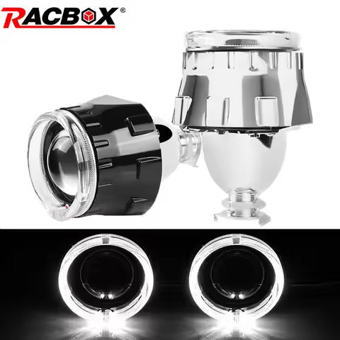 2.5 Inch H4 H7 Bi Xenon Projector Lens with Black Silver Mask 80mm White LED Angel Eye Halo for H4 H
