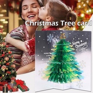 3D Christmas Tree Greeting Card Creative Glitter Christmas Gift Card B4U4