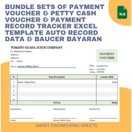 Bundle Sets of Payment Voucher & Petty Cash Voucher & Payment Record Tracker Excel Template Auto Rec