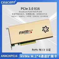 CEACENT ANM24PE16 PCIE 轉M.2 四通道拓展卡 轉接卡ANM24PE16 PLX8748芯片 無需