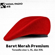 MERAH Premium Red Beret Hat, Laken Beret Hat, PBB Beret Hat, Drumband Beret Hat, School Beret Hat, C